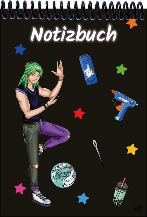 Actual product image A 5 notebook Manga Quinn, black, blue (A5, Plain)