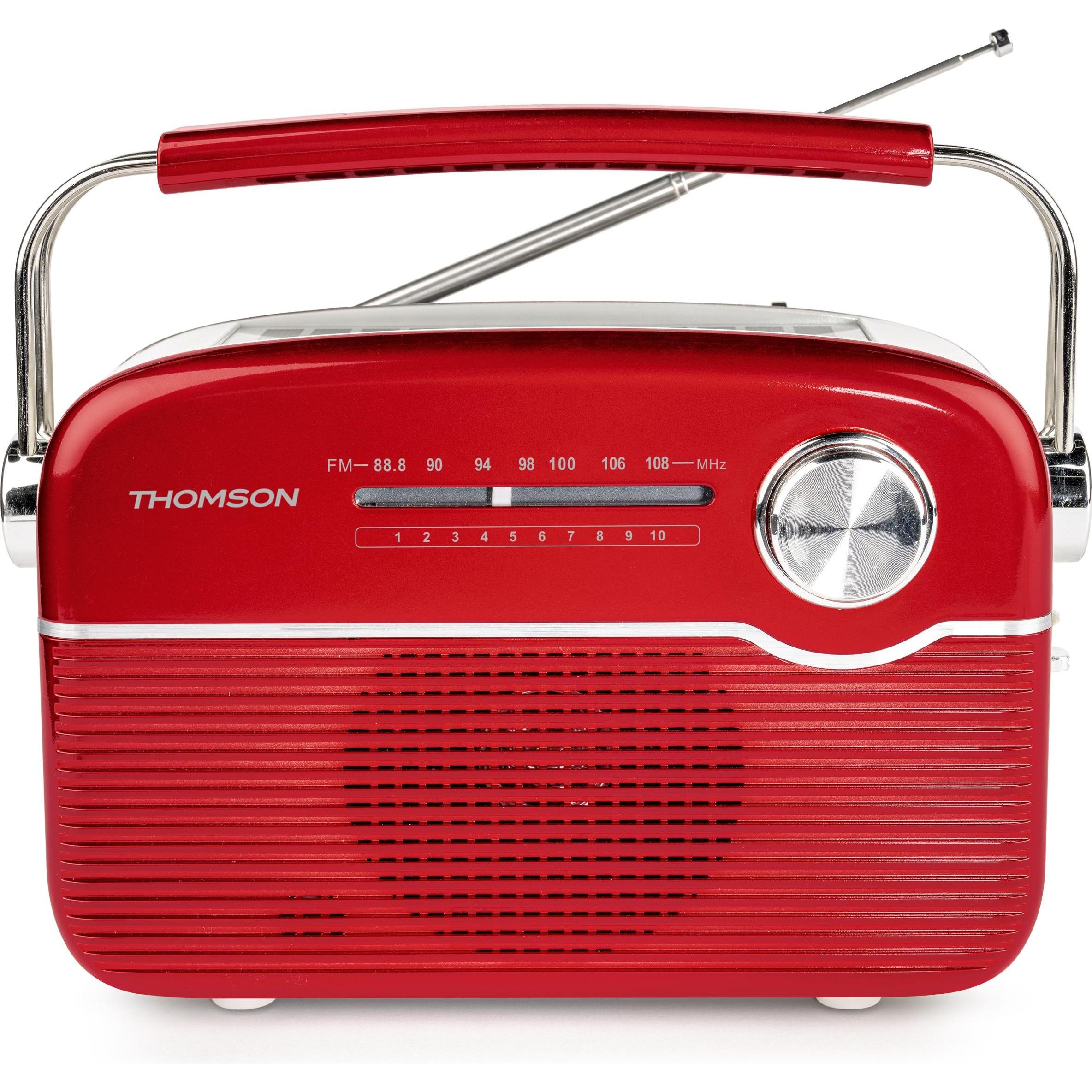 Thomson Radio Bluetooth retrò con ricarica solare - Rosso (Bluetooth), Radio, Rosso