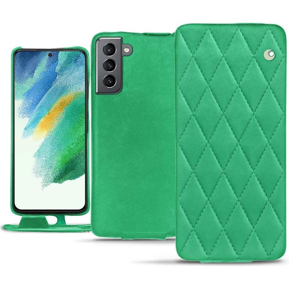 Noreve Lederschutzhülle vertikal (Samsung Galaxy S21 FE), Smartphone Hülle, Grün