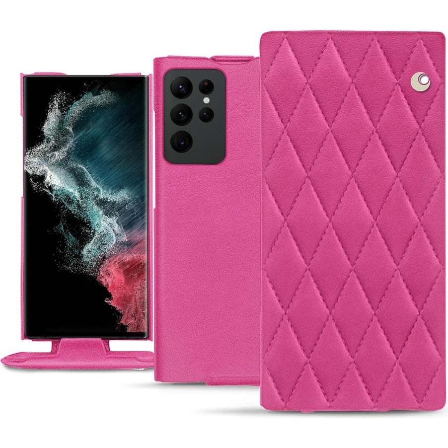 Noreve Lederschutzhülle vertikal (Samsung Galaxy S22 Ultra), Smartphone Hülle, Rosa