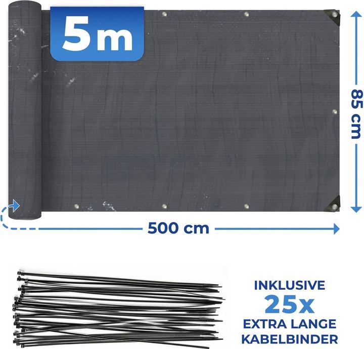 Wenko Brise-vue de balcon anthracite Uni (500 cm)