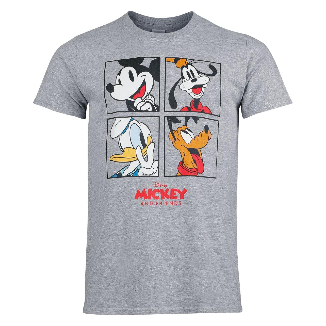 Mickey Mouse, Herren, Shirts, Mickey And Friends Four Box, Grau, (M)