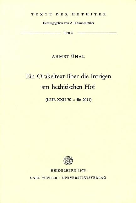 Produktbild Ein Orakeltext über die Intrigen am hethitischen Hof (Deutsch, 1978)