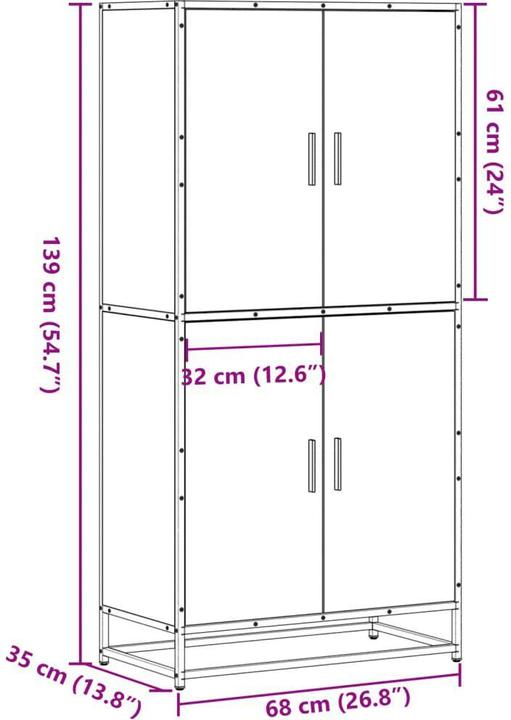 Image du produit vidaXL Highboard Commode Commode buffet Armoire haute imitation chêne (68 x 35 x 139 cm)