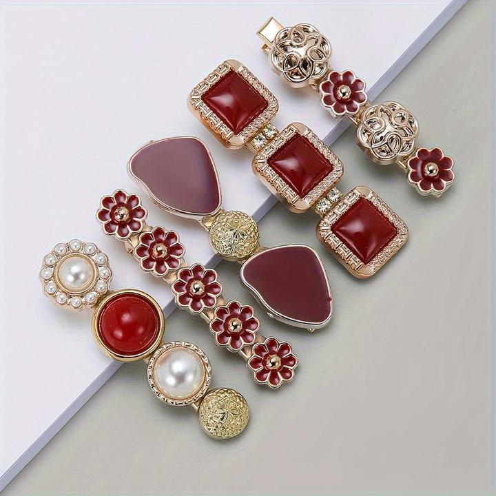 Actual product image Activity Board 5pcs Elegante Haar Seite Clips Faux Perle Dekorative Haar Pony Clips Strass Pony Clips Trendy (5 pcs.)