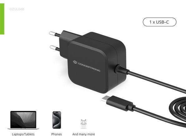 Image du produit Conceptronic Chargeur 1Port 67W, GaN USB-C Desk PD sw (67 W, 1 portion)