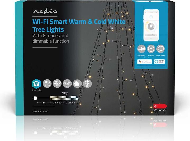 Actual product image Nedis SmartLife Decorative LED | Wi-Fi | Warm to Cool White | 200 LED's | 10 x 2 m | Android™ / IO (2 m)