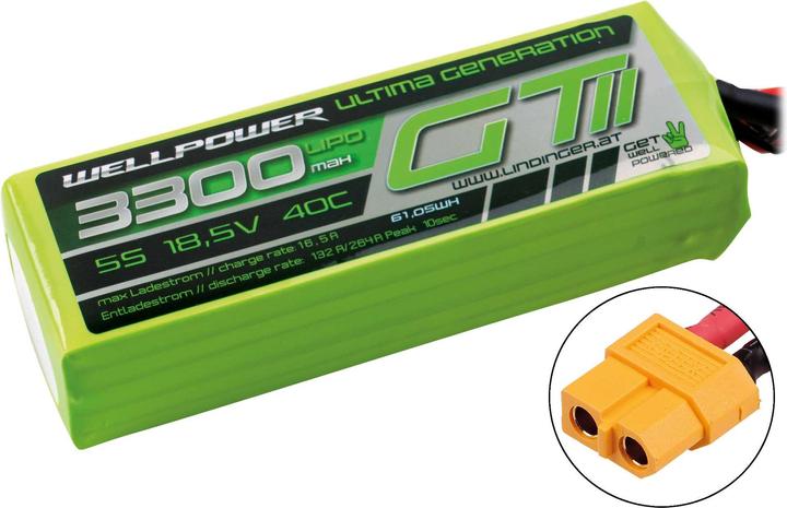Actual product image Wellpower LIPO AKKU ULTIMA GT II 3300 MAH / 18,5 Volt 5S 40/80C CH5/8 XT-60 (18.50 V, 3300 mAh)