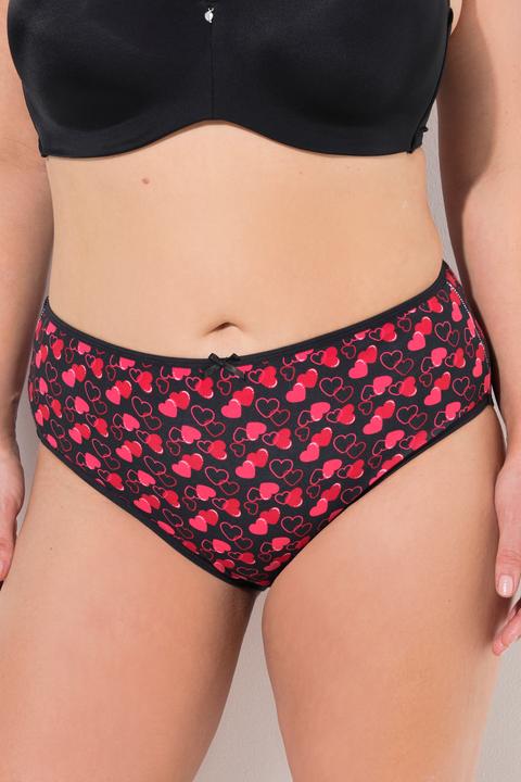 Immagine prodotto Ulla Popken Slip midi, confezione da 5, cuori/tinta unita (42, 44, Confezione da 5 pezzi)