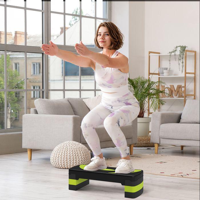 Produktbild Swisshandel24 Steppbrett Aerobic-Stepper höhenverstellbar mit 3 Stufen (10/15/20 cm) Grün