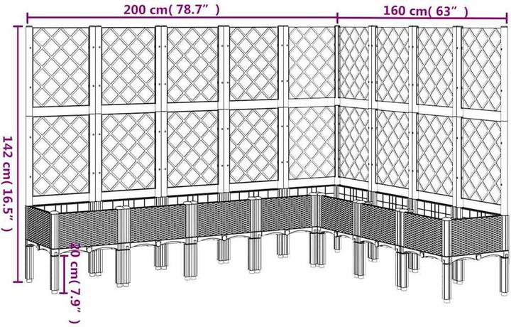 Image du produit vidaXL Bac à plantes avec treillis PP