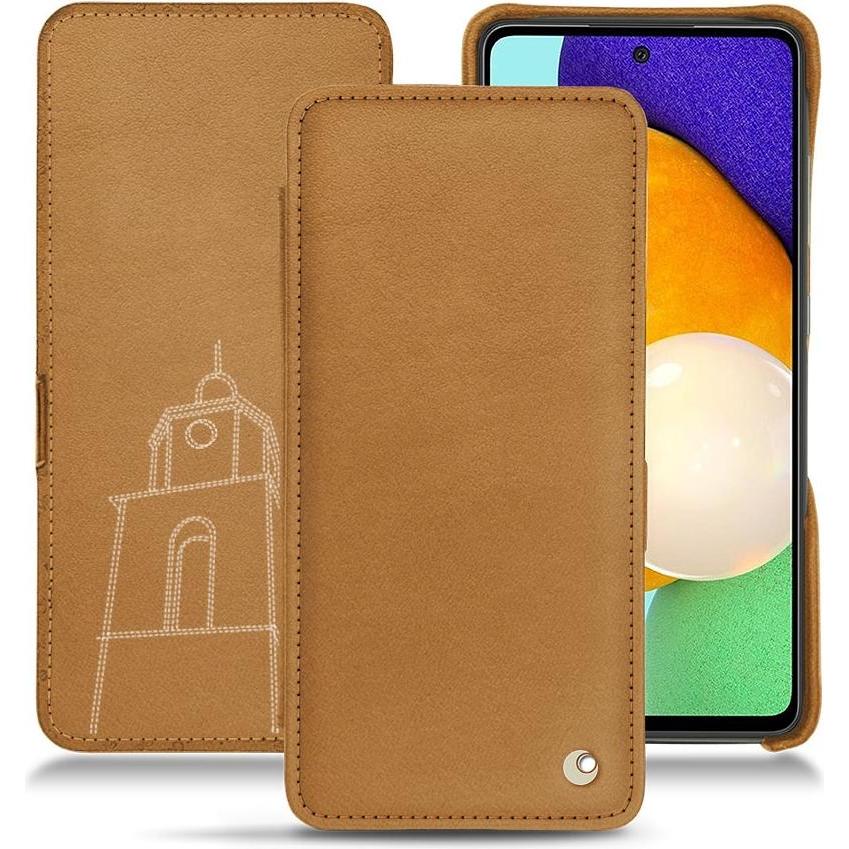 Noreve Lederschutzhülle horizontal (Samsung Galaxy A52), Smartphone Hülle, Braun