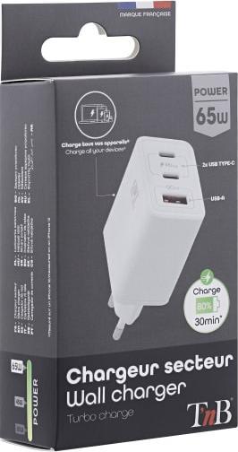 Immagine prodotto T'nB Caricabatterie rapido USB TNB GAN 65 Watt (65 W, 3 porte)