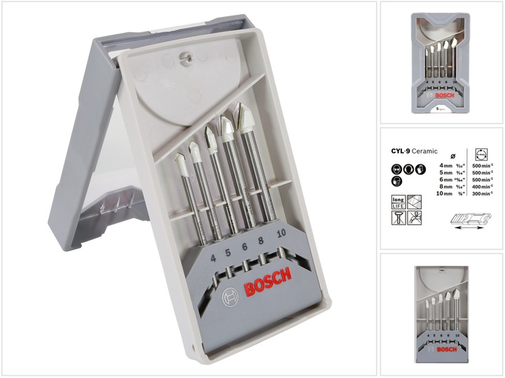 Produktbild Bosch Professional Zubehör 5-tlg. CYL-9 Ceramic Fliesenbohrer-Set, 4–10 mm (4,0-10 mm)