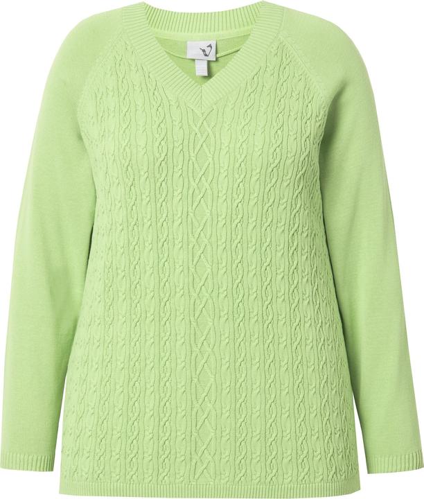 Produktbild Ulla Popken Pullover, Zopfmuster, V-Ausschnitt, Langarm (42, 44)