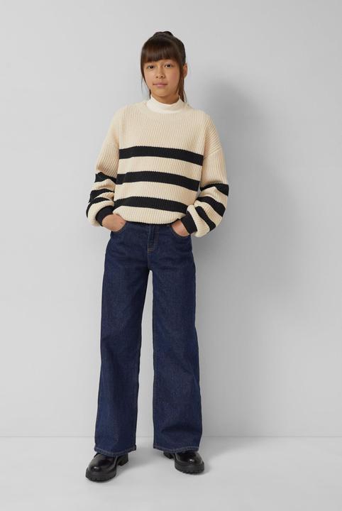 Produktbild s.Oliver Strickpullover Gestreifter Chenille Pullover im Loose Fit mit Rundhalsausschnitt (170, 176)