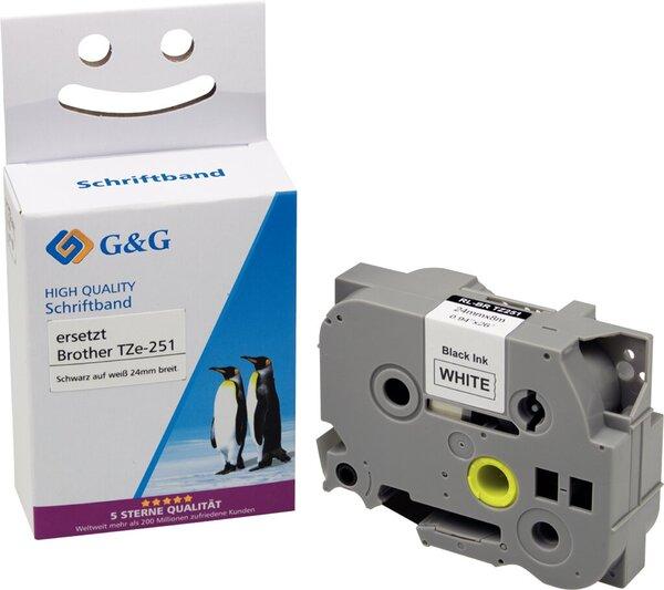 Produktbild G&G Schriftband Bandfarbe: Weiss Schriftfarbe: Schwarz 24 mm 8 m (2.40 cm, Schwarz, Weiss)