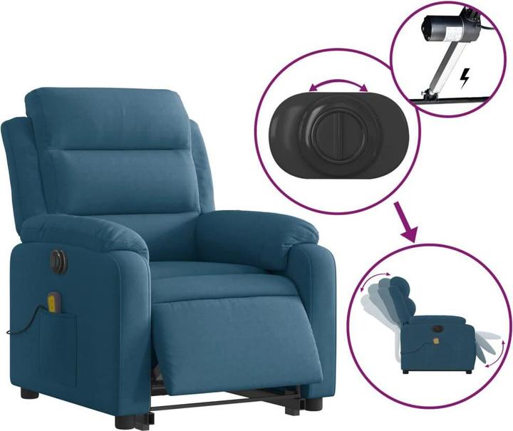 Image du produit vidaXL Fauteuil de massage releveur électrique Fauteuil de relaxation bleu velours