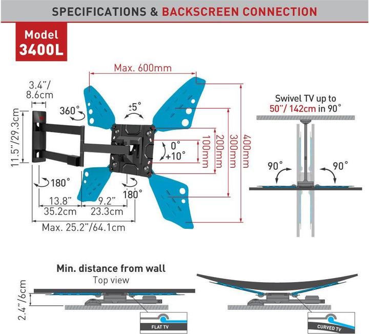 Produktbild Barkan Wh 3400l (Wand, 70", 55 kg)