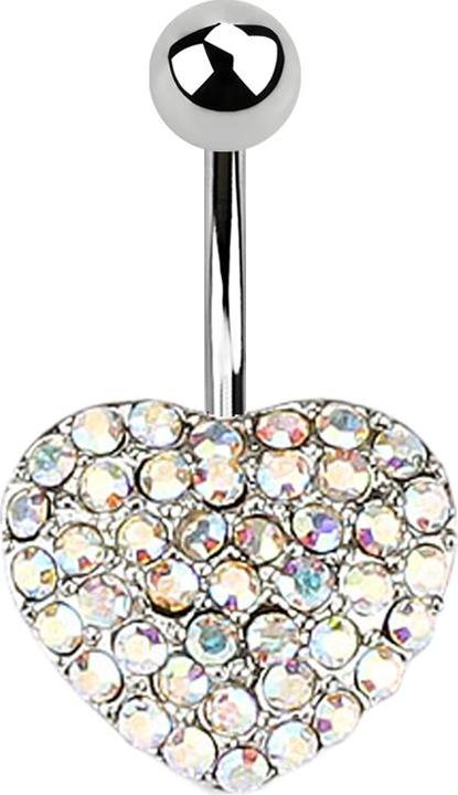 Immagine prodotto Star Piercing Banana in argento con cuore in cristallo a sfera multicolore (Ottone, Acciaio chirurgico 316L)