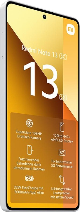 Actual product image Xiaomi Redmi Note 13 5G (128 GB, Arctic White, 6.67", Hybrid Dual SIM, 100 Mpx, 5G)