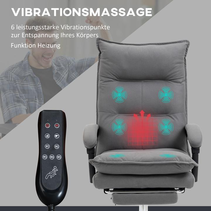 Actual product image Homcom Office chair with massage function, heating function, remote control, extendable footrest (56 - 64 cm)