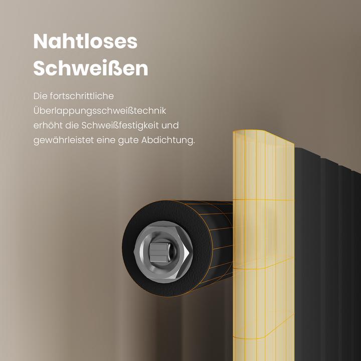 Produktbild Emke Heizkörper, Flachheizkörper mit Zentralanschluss, Schwarz 180x30cm 627W Einlagig (627 W)