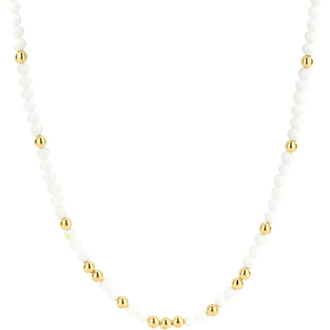 Ti Sento Milano, Halsschmuck, Collier mit weissen Steinen bicolor vergoldet 3916WY/42, (925 Sterling Silber, 48 cm)