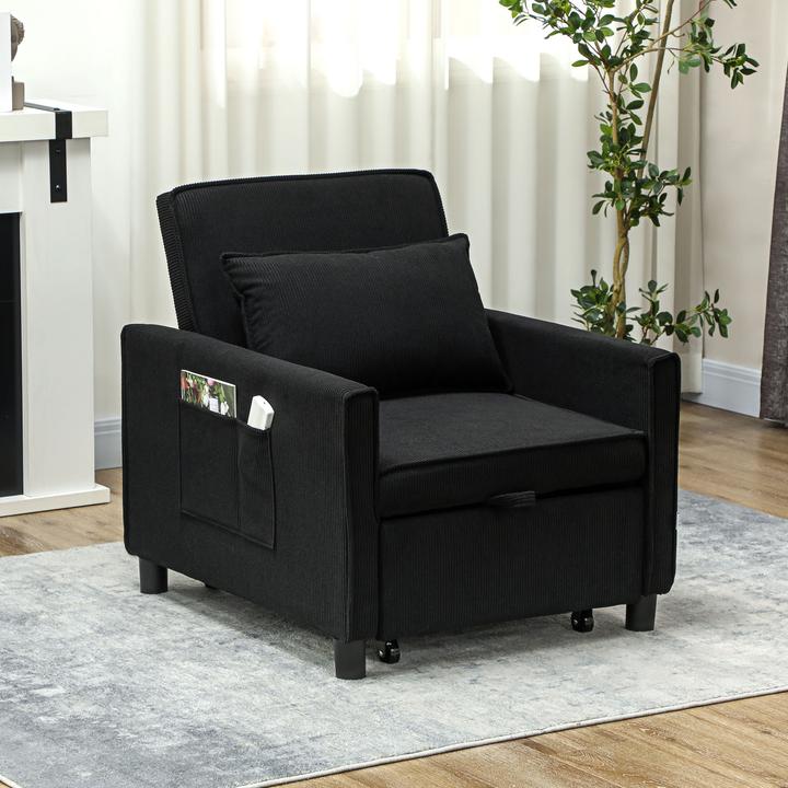 Actual product image Homcom Schlafsessel Polyester, Eukalyptusholz Schwarz