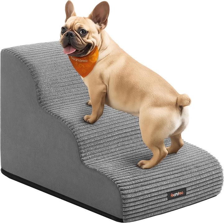 Feandrea Haustiertreppe mit 3 Stufen, rutschfest und waschbar (Chat, Chien, Lavable)