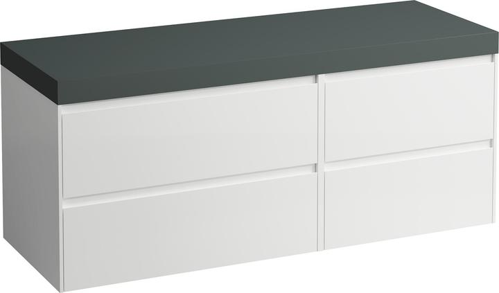 Produktbild Laufen Lani Waschtischplatte verkehrsgrau inkl. Unterschrank, ohne Ausschnitt, grosse Schublade link (137 x 49.50 x 58 cm)