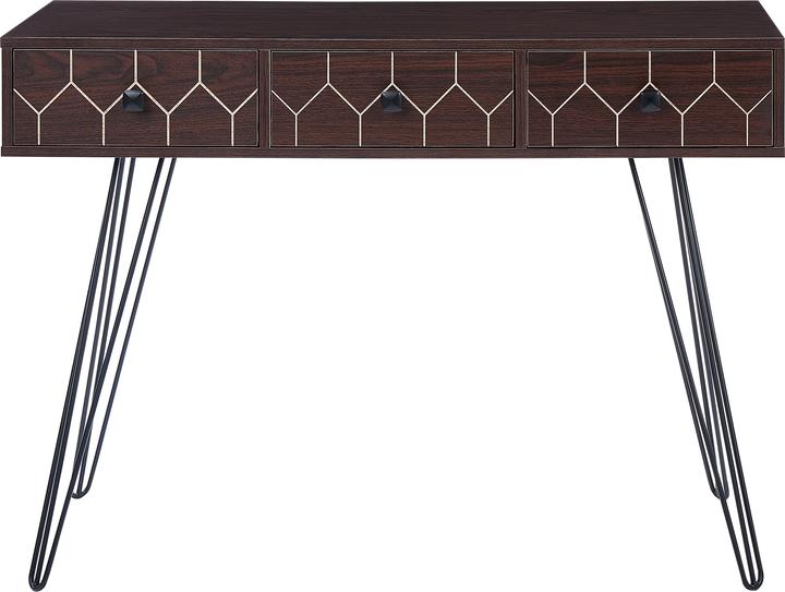 Produktbild Beliani Konsolentisch dunkler Holzfarbton / schwarz 3 Schubladen MALSALA (110 x 39 x 79 cm)