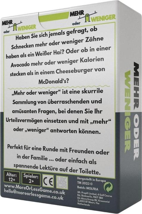 Produktbild Mehr oder weniger (d) (Deutsch, 2 - 8 Spieler)
