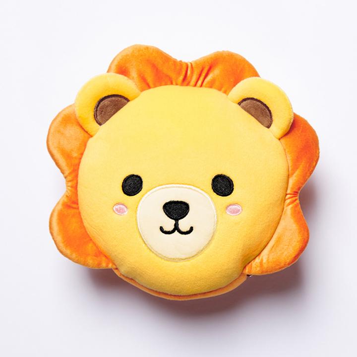Immagine prodotto Puckator Relaxeazzz Cuscino da viaggio rotondo con maschera per gli occhi in peluche di Leone (Cuscino per testa e collo)