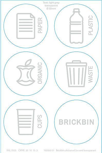 Immagine prodotto ReinigungsBerater Sistema di raccolta differenziata BrickBin, bidone in plastica bianco arancione da 65 L con porta (65 l)