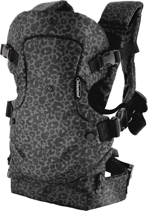 Immagine prodotto Infantino Flip Advanced 4-in-1 Babytrage "Black Leopard" – Ergonomische Babytrage mit 4 Tragepositionen