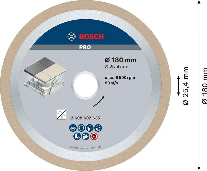 Produktbild Bosch Professional Zubehör PRO Ceramic Diamanttrennscheibe, 180 x 25,4 mm