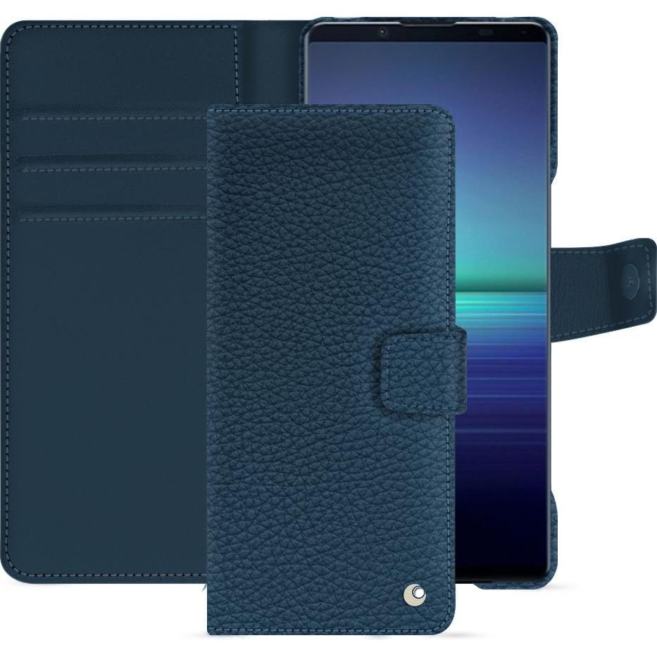 Noreve Lederschutzhülle Sony Xperia 1 V (Sony Xperia 1 V), Smartphone Hülle, Blau