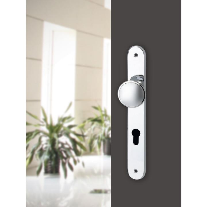 Actual product image Marchesi Elegant 22 door fitting, interchangeable set, on long plate PZ 88, chrome-plated brass (Door plate set)