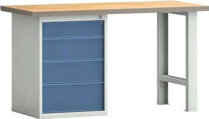 KLW Werkbank PW 700 B2000xT700xH840mm Buche Multiplex lichtgrau, RAL 7035 anthrazitgrau, RAL 7016 4 S... (200 cm, 70 cm)