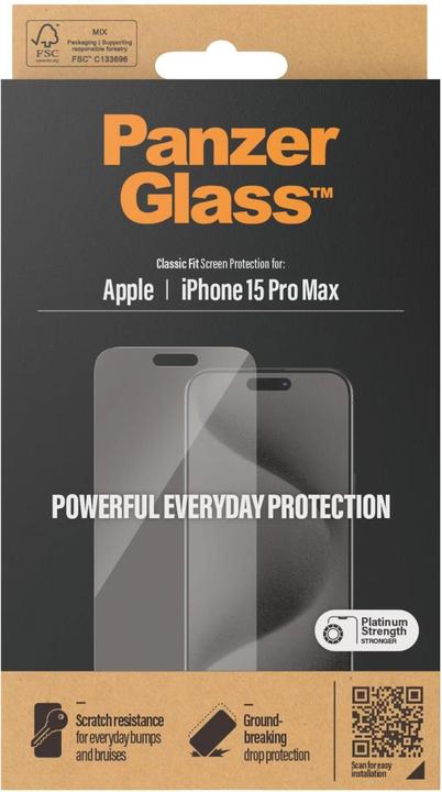 Produktbild PanzerGlass Screen Protector Classic Fit (1 Stk., Apple iPhone 15 Pro Max)