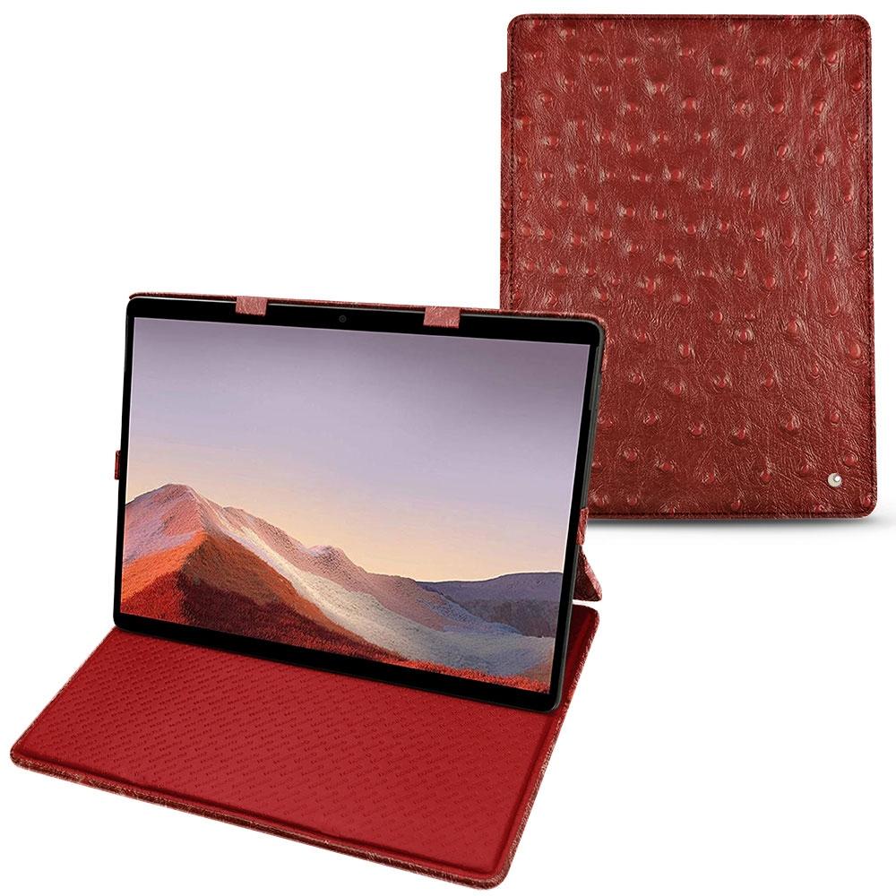 Noreve Lederschutzhülle vertikal (Microsoft Surface Pro X), Tablet Hülle, Rot