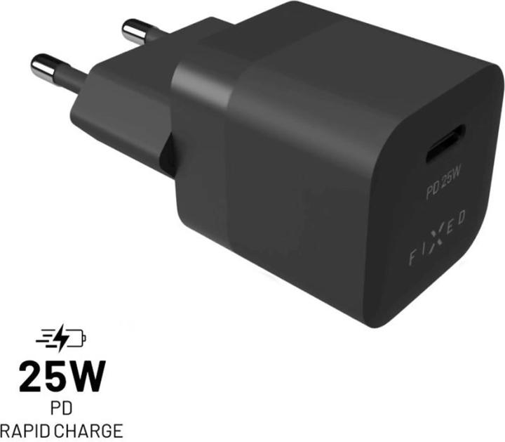 Fixed Mini chargeur secteur 25W avec sortie USB-C et prise en charge PD noir (25 W, 1 portion)