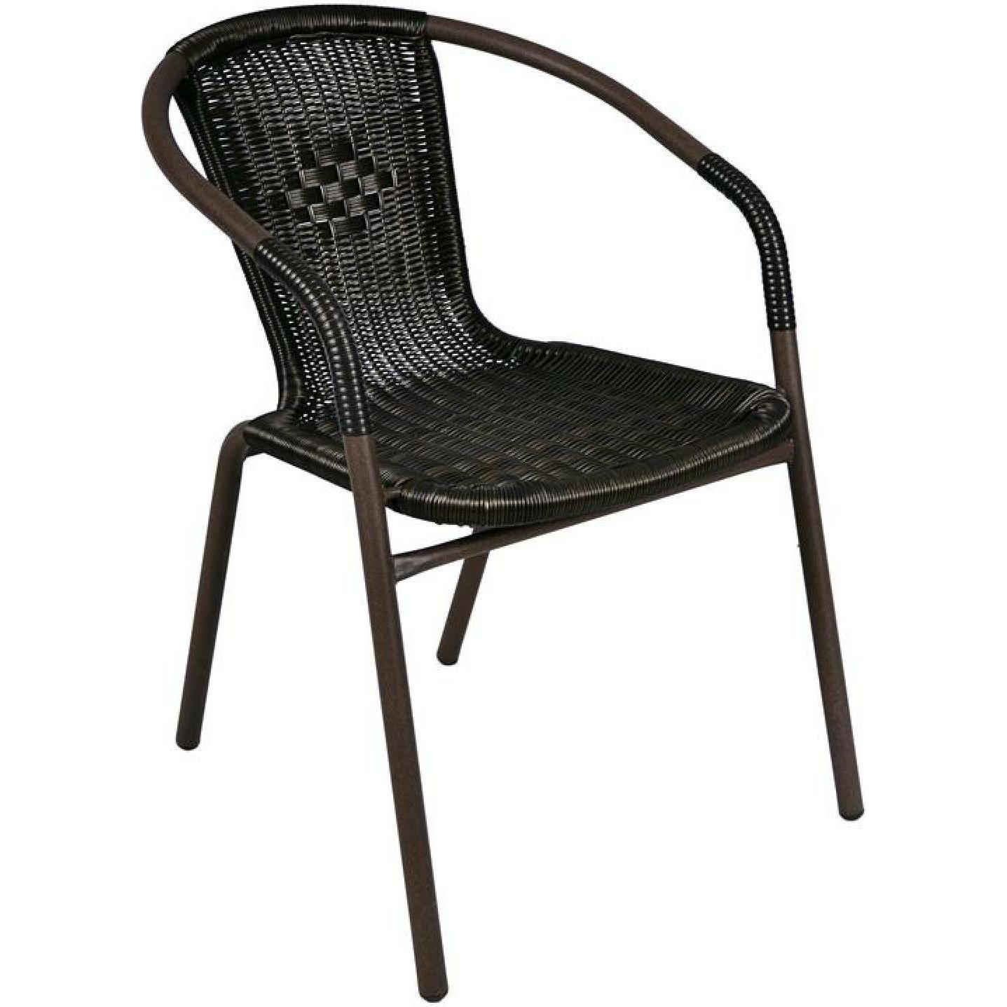 VCM, Gartenstühle, Bistrostuhl dunkel-braun Stapelstuhl Balkonstuhl Gartenstuhl Poly-Rattan Stahl