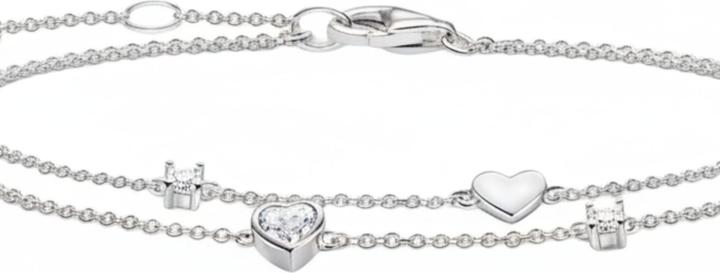 Immagine prodotto Thomas Sabo Bracciale con cuori e pietre bianche (19 cm, Argento 925)