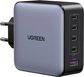 Ugreen 100W GaN Tech Fast Wall Charger, 1x USB-A & 4x USB-C Black, 5-in-1 (100 W, 5 Ports)