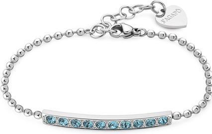 Immagine prodotto Sagapo S'Agapµ - Dazzly SDZ15 Bracciale in acciaio con cristalli azzurri abbaglianti (18.50 cm, Acciaio inossidabile)