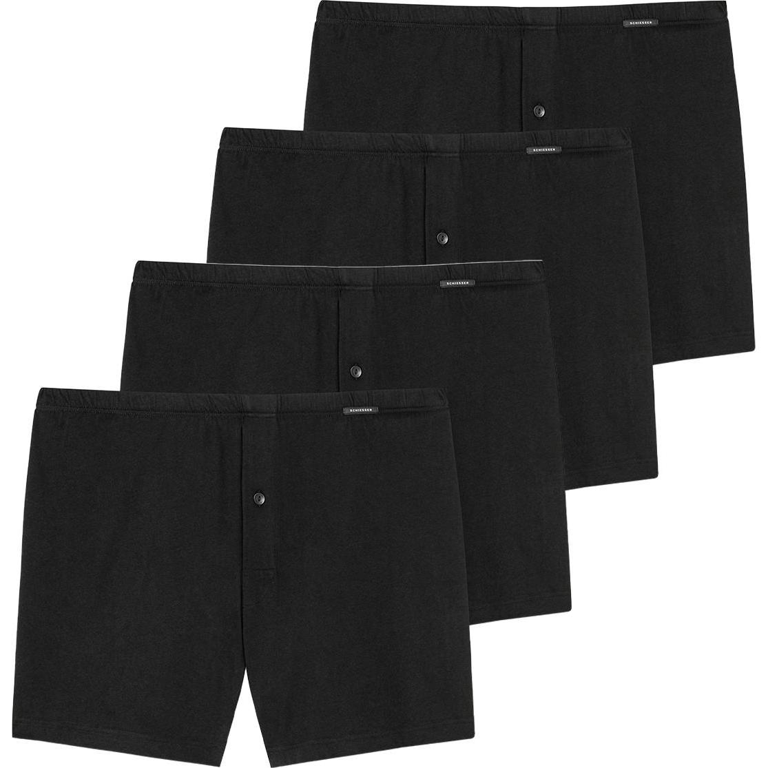 Schiesser, Herren, Unterhosen, 4er Pack Singel-Jersey Boxershorts, Schwarz, (M, 4er Pack)