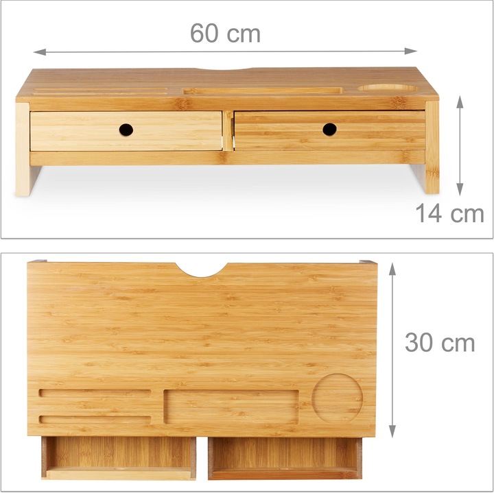 Actual product image Relaxdays PC Monitor Stand with 2 Drawers
