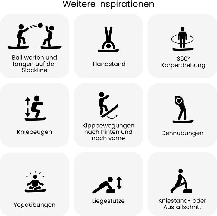 Actual product image Hermex Fitness-Balanceboard mit Slackline Fitnessbrett Balancebrett (1.08 m)